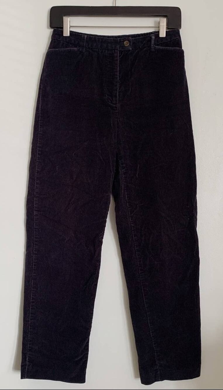 Navy Vintage Charter Club Petite Corduroy High Waisted Straight Leg Pants 4P